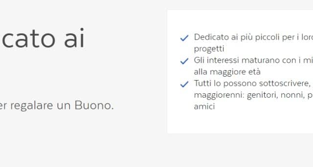 Buono dedicato ai minori con interessi fino al 6%